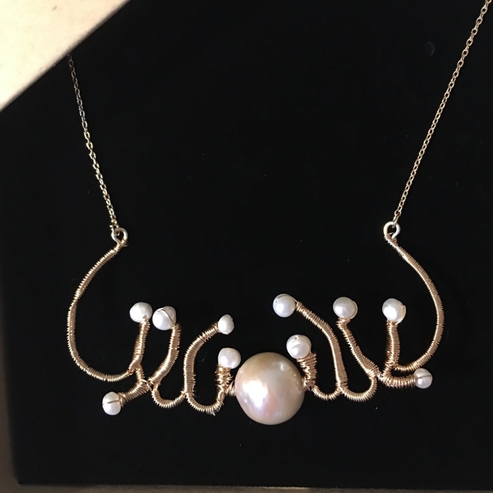 Moose pearl necklace handmade